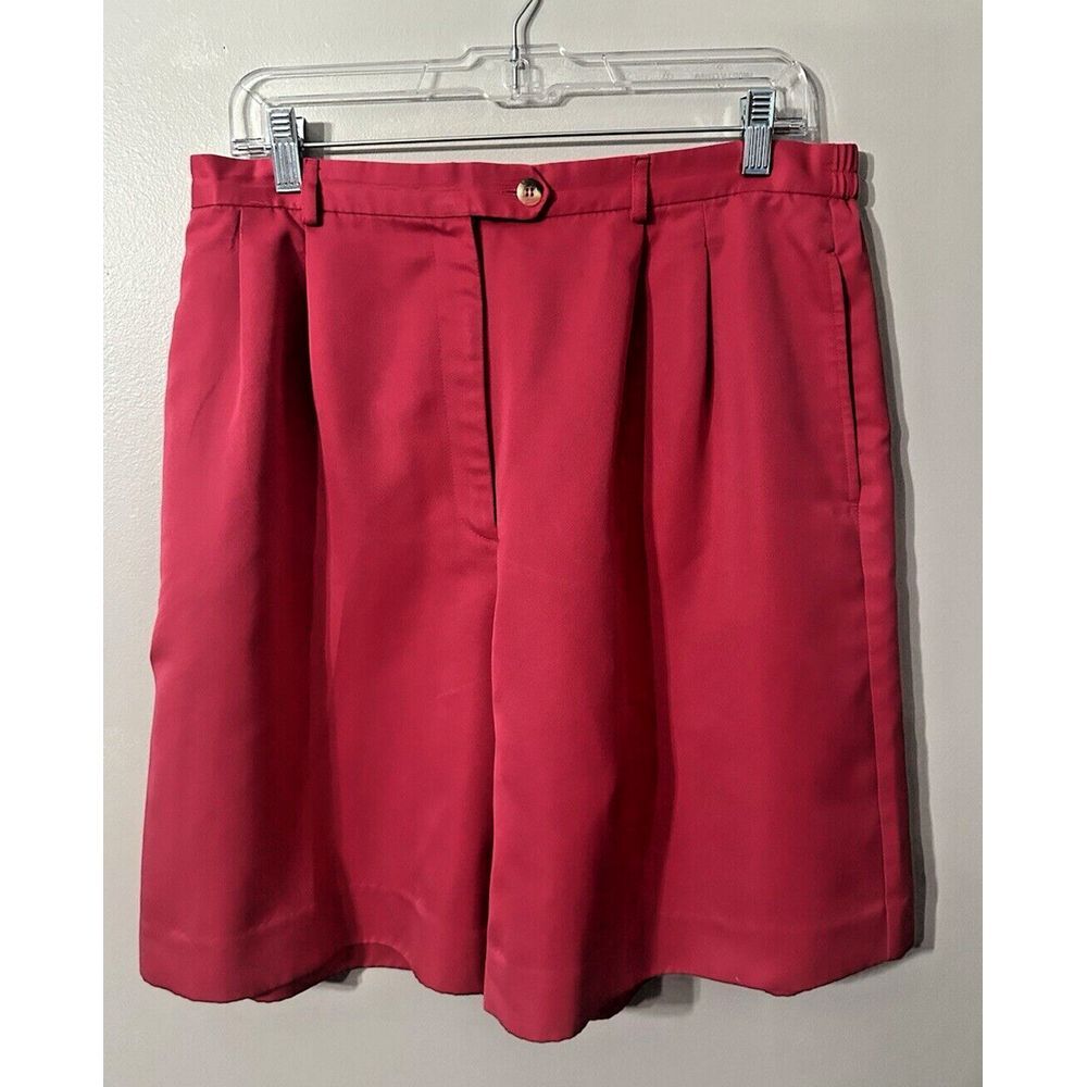 Tahari Women's High Rise Flat Front Shorts Size 16 Hot Pink